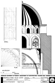 Madrasa al-Saqraqiyya - Drawing of the building, based on survey: Section and details of mausoleum.