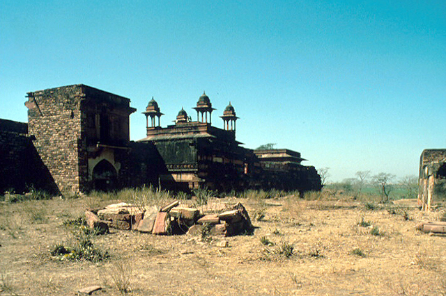 Exterior view of ruins showing façade and chatthris