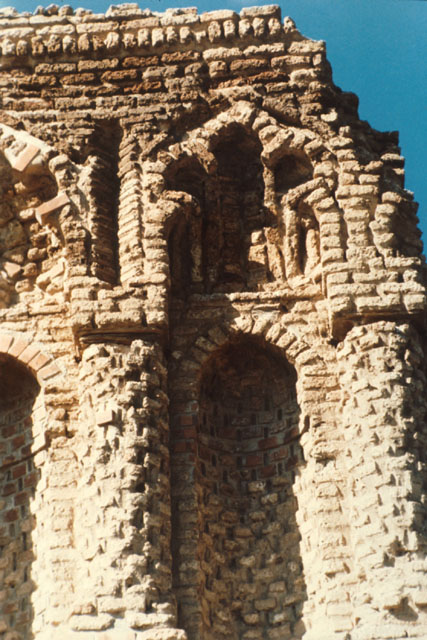 Exterior details showing brick foliated inset designs