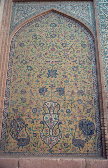Detail of madrasa portal; tile panel with floral arabesques