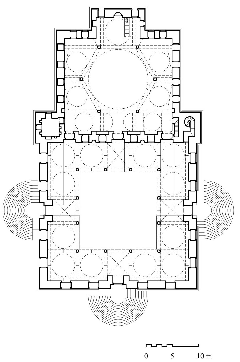 Masjid al-Malika Safiyya - Floor plan of mosque. DWG file in AutoCAD 2000 format. Click the download button to download a zipped file containing the .dwg file.