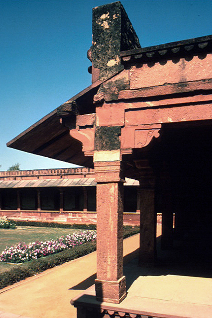 Exterior view of columns and courtyard