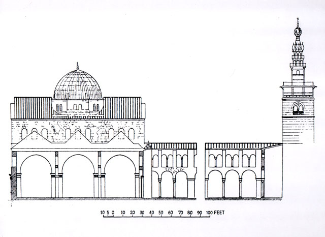 Cross section through mosque to east of transcept
