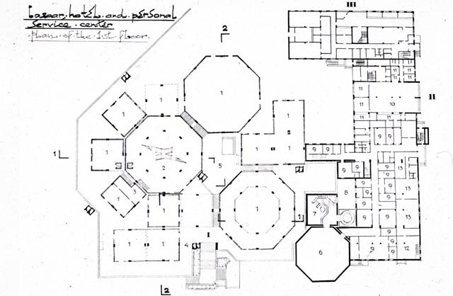 B&W drawing, first floor plan