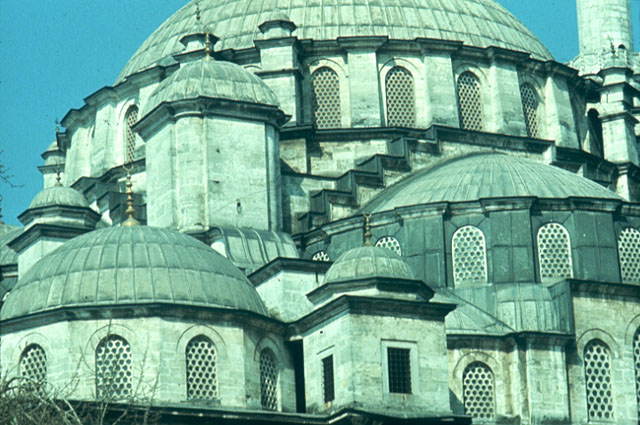 Fatih Camii - Exterior detail showing dome of prayer hall and the supporting semidome to the south