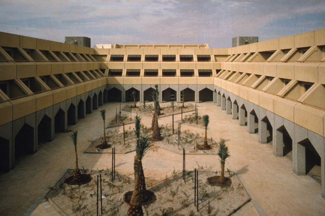 Aerial view showing central open courtyard