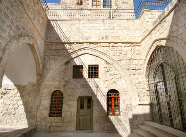 Dar al-Itam al-Islamiyya; restored stone courtyard of the school