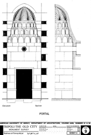 Madrasa al-Tuwayshiyya - Drawing of the building, based on survey: Portal elevation and section.
