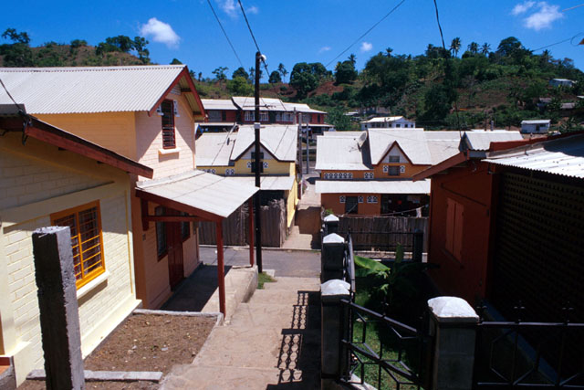 Exterior view showing arrangement of modular houses