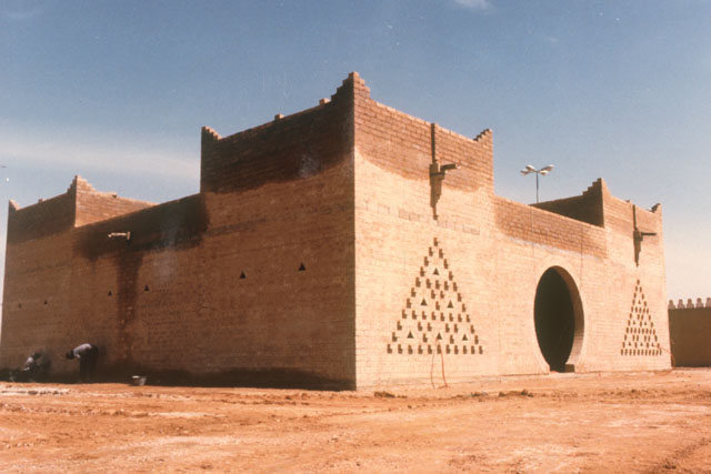Exterior view showing brick façade under construction