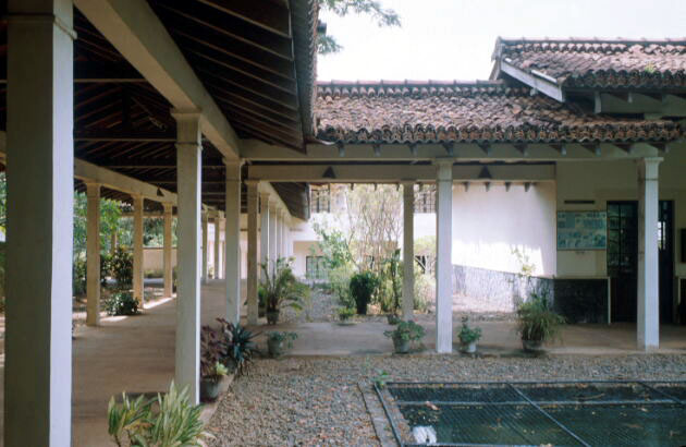 Exterior view to covered walkways