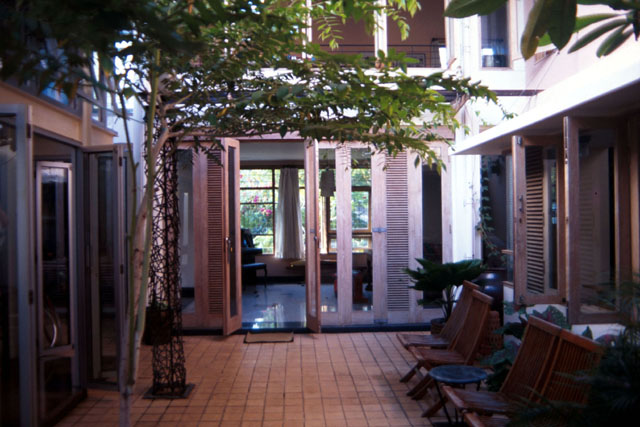 View from intimate courtyard to surrounding rooms