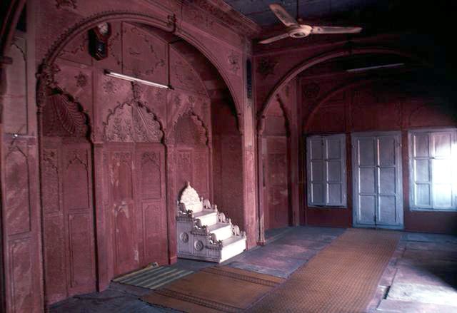 Interior view of interior looking towards at minbar placed in mihrab