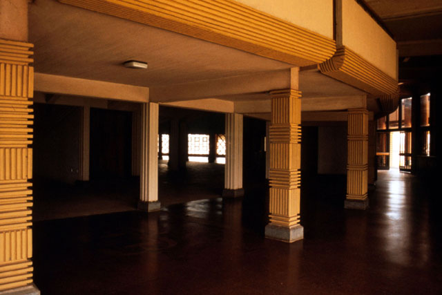 Interior view showing elaborate pillars