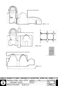 Madrasa al-Tuwayshiyya - Drawing of the building, based on survey: Sections A-A, B-B, and C-C, and details.