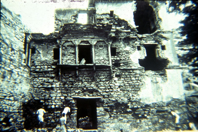 Exterior view of façade, before restoration