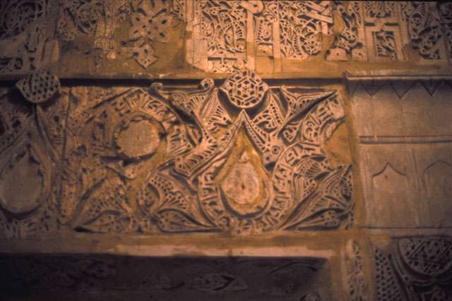 View of mihrab with carved stucco decoration, on display at a Baku museum