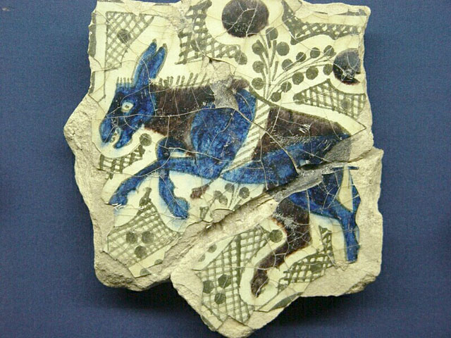 Donkey on eight-pointed star tile  (Karatay Museum, Konya)