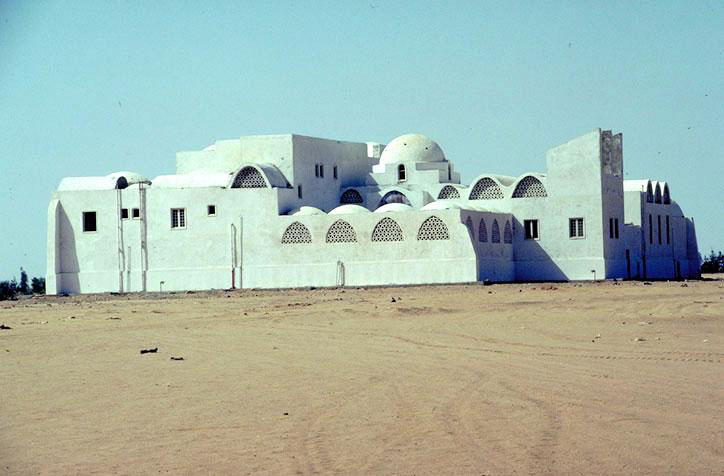 Exterior, view across desert