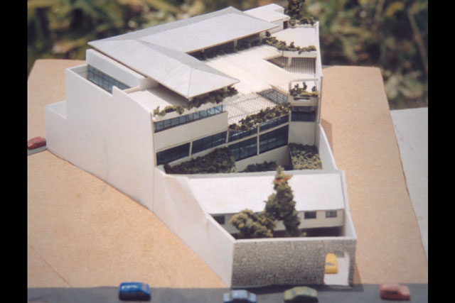 Elevated view of model