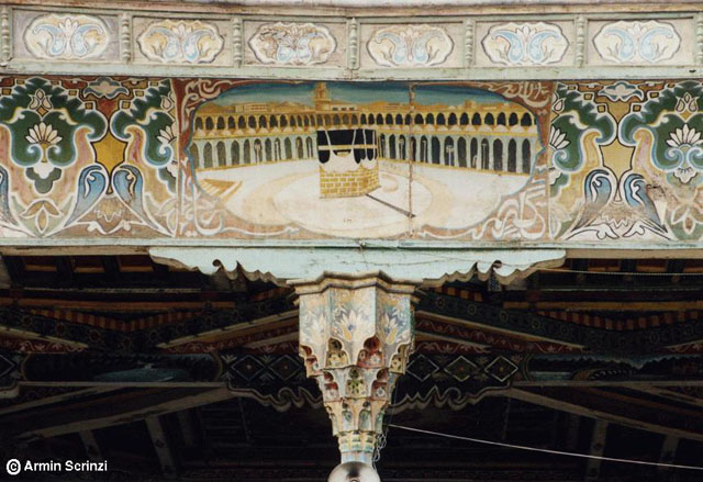 Altun Mosque - Detail of painting of the Ka'ba in portico soffit