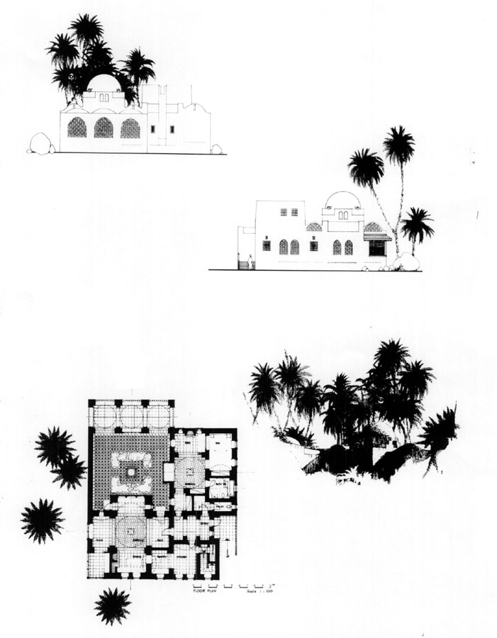 Design drawing: ground floor plan, 2 with elevations