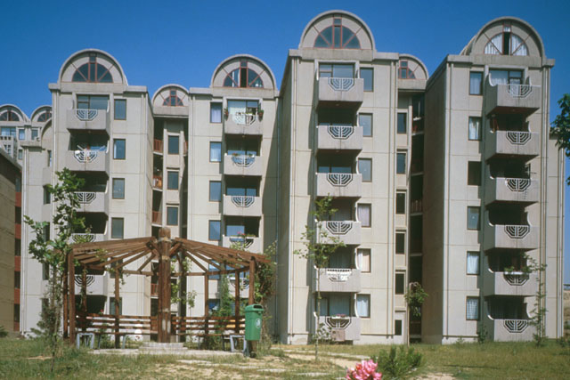 Exterior view showing modular façade