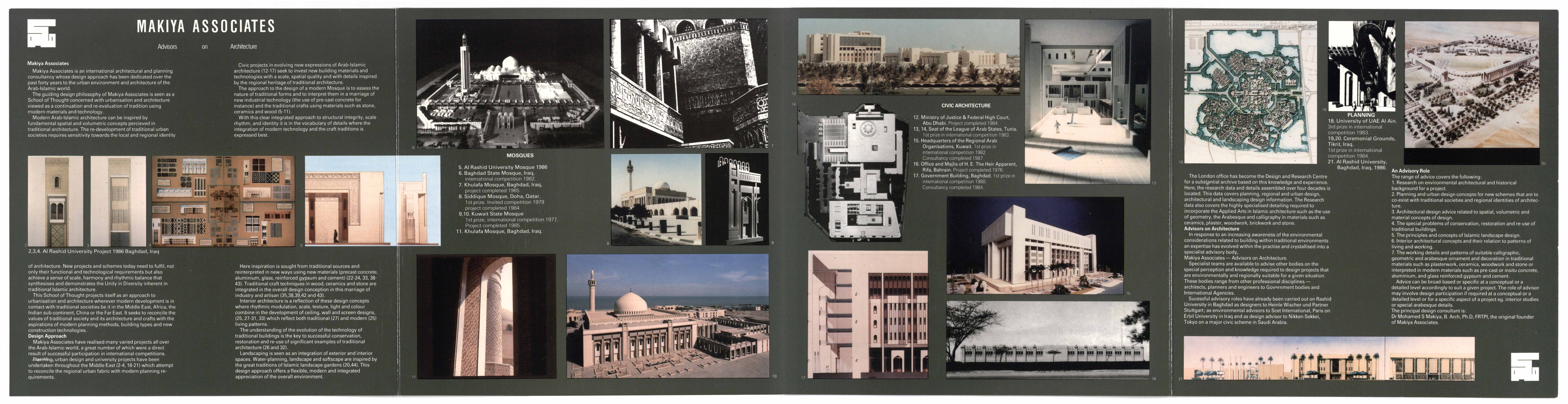 Makiya Associates Advisors on Architecture brochure (full view, side 2 of 2)