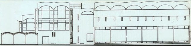 B&W drawing, front elevation