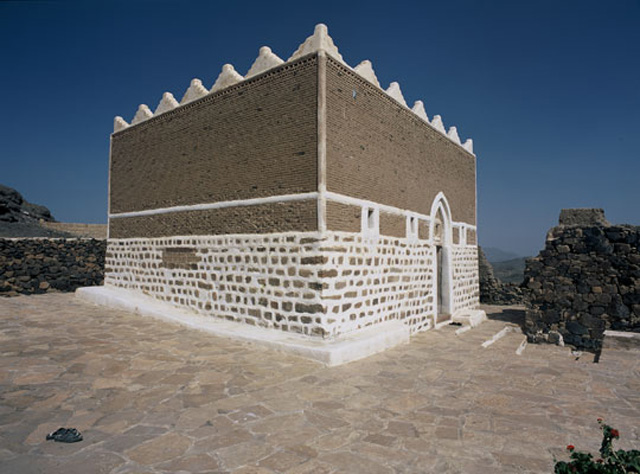 The mosque is cubic in form