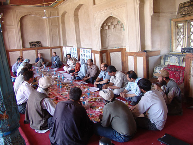 Planning meeting at the Uzbekha Mosque during restoration