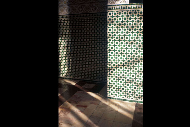 Evry Islamic Cultural Center - Interior detail showing tiled wainscoting