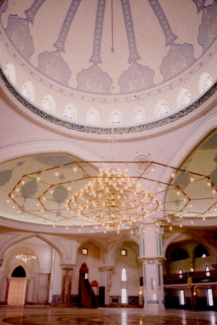 Interior view showing central dome and semi-domes of prayer hall