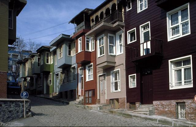 Restored houses and newly cobbled street in the Kariye neighbourhood