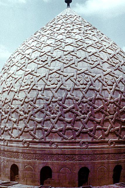 Funerary Complex of Sultan al-Ashraf Barsbay - Exterior detail showing interlaced stone decoration of the dome surface