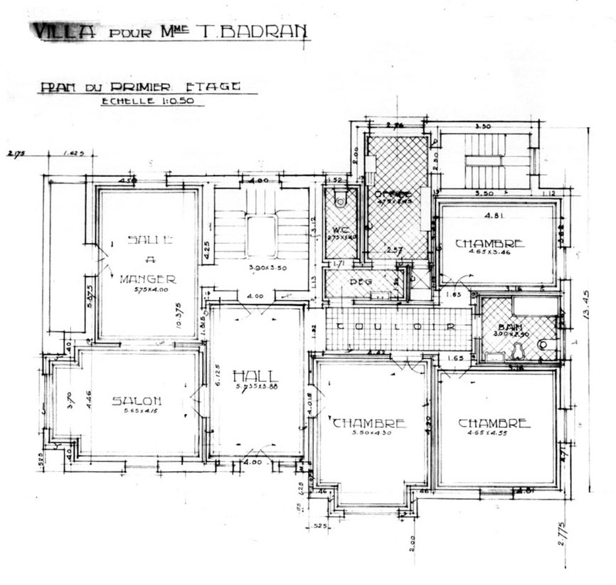Working drawing: first floor plan