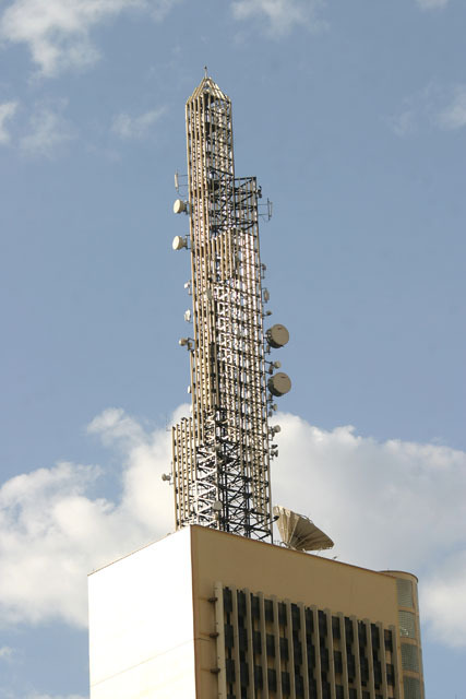Exterior detail; communications antenna