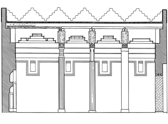 Drawing, section through the mosque