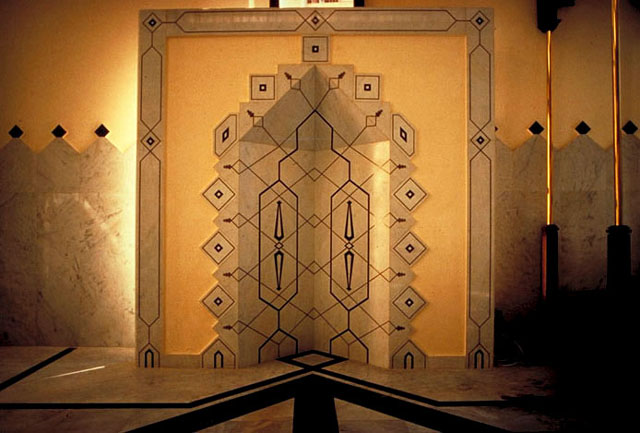 Interior, prayer hall showing mihrab
