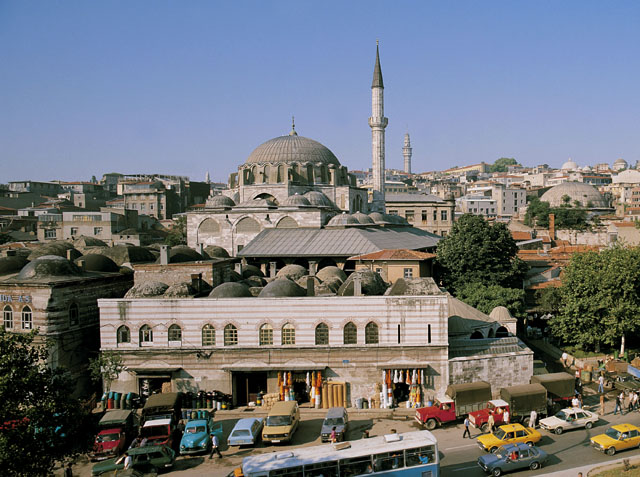 Rüstem Paşa Camii - Elevated view from east with surrounding khans