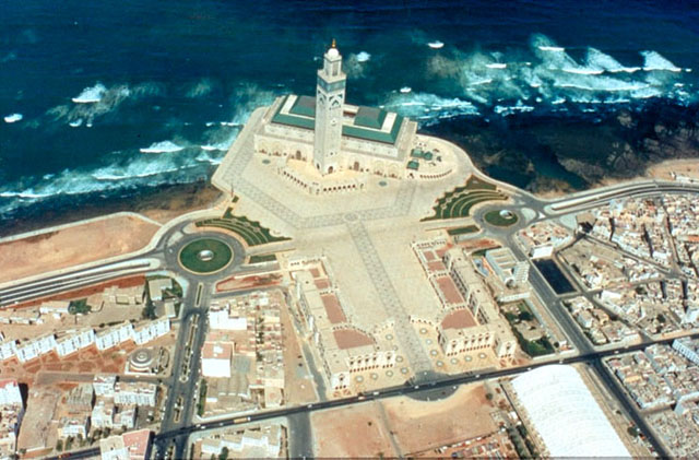 Aerial view over Hassan II Mosque
