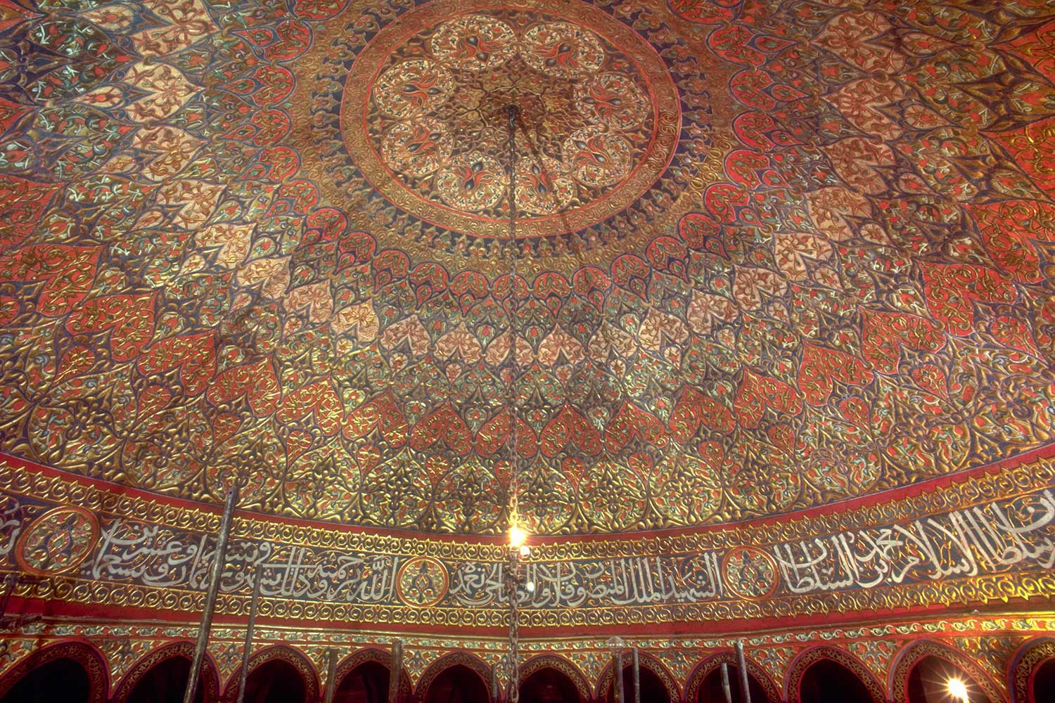 Aqsa Mosque Restoration - Underside of the restored dome showing mosiac work