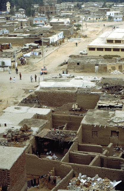 Ismailiyyah Development Project - Aerial view of Abu Atwa showing both upgraded and deteriorating buildings