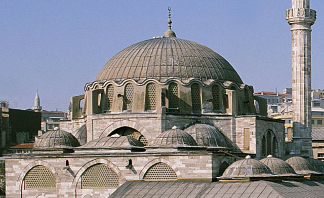 Rüstem Paşa Camii - Exterior detail showing domical superstructure from east