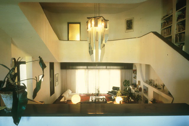 Interior elevated view showing living area