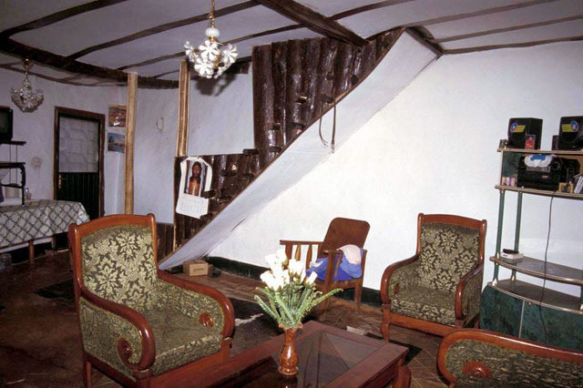 Interior, living room with stairs