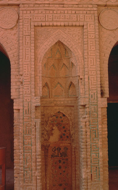 View of mihrab carved into the southern flank of the western iwan
