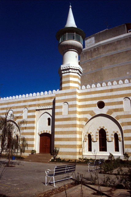 Exterior view showing ablaq façade