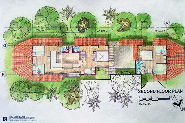 Second floor plan of new addition (Teak and Coconut Grove)