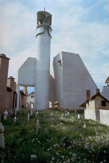 The minaret and mosque as seen from the graveyard